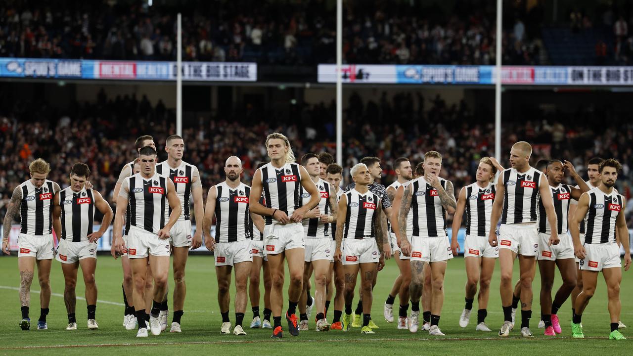 The effort of Collingwood on Thursday night was questioned by AFL great Jason Dunstall. Picture: Michael Klein