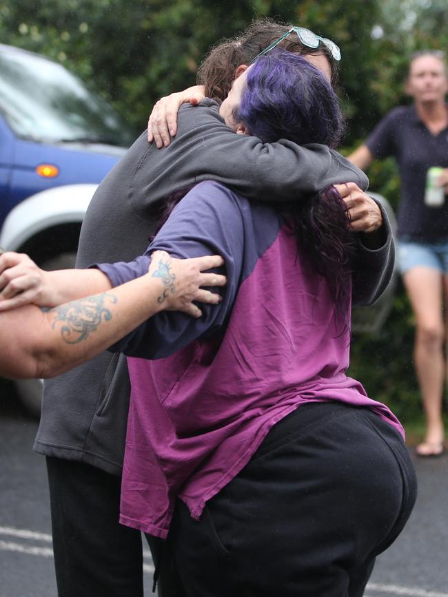 Leif’s mother Courtney celebrates after news he has been found.