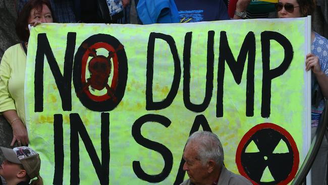 Protesters during the National Day of Action Against Nuclear Waste Dumps at Parliament House.