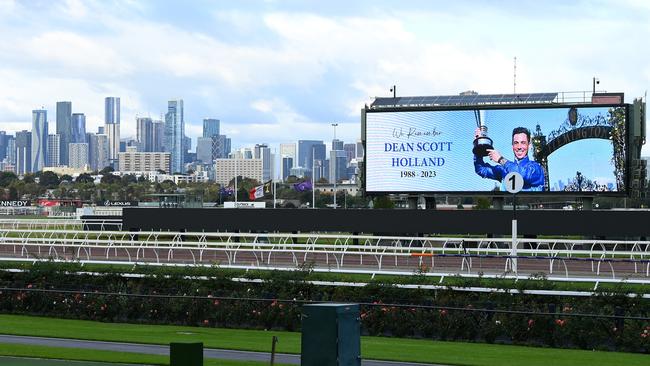 Flemington racecourse hosted Dean Holland’s funeral on Monday.