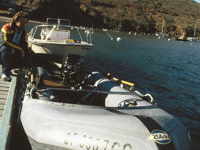 The inflatable dinghy used by actress Natalie Wood on the yacht Splendour, near Catalina Island, California in 1981. Picture: Supplied