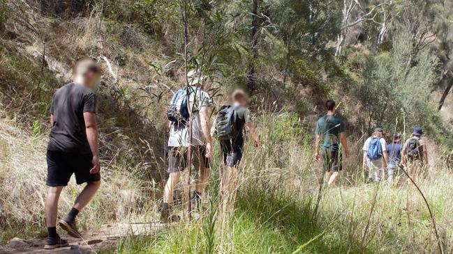 A screengrab from the SA Men's Health Club Inc Facebook page depicting a wilderness trip to Morialta Falls.