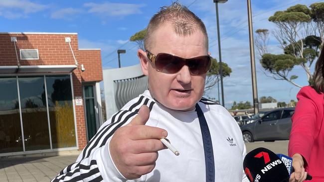 Darryl Robert Wilkinson outside of Christies Beach Magistrate court. Monday, May 23, 2022. Picture: Emily Jarvis