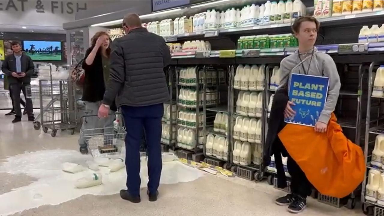 Piers Morgan has slammed activists who poured milk all over the aisles of an Edinburgh supermarket. Photo: Twitter