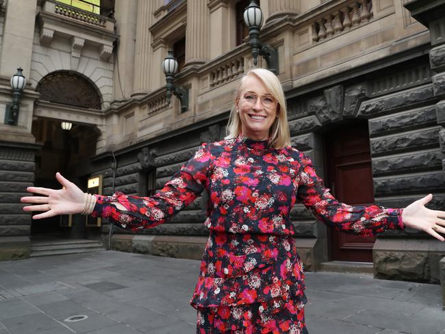 Sally Capp announces she is stepping down as Mayor of Melbourne and will not contest at the upcoming election. Thursday, March 28, 2024. Picture: David Crosling