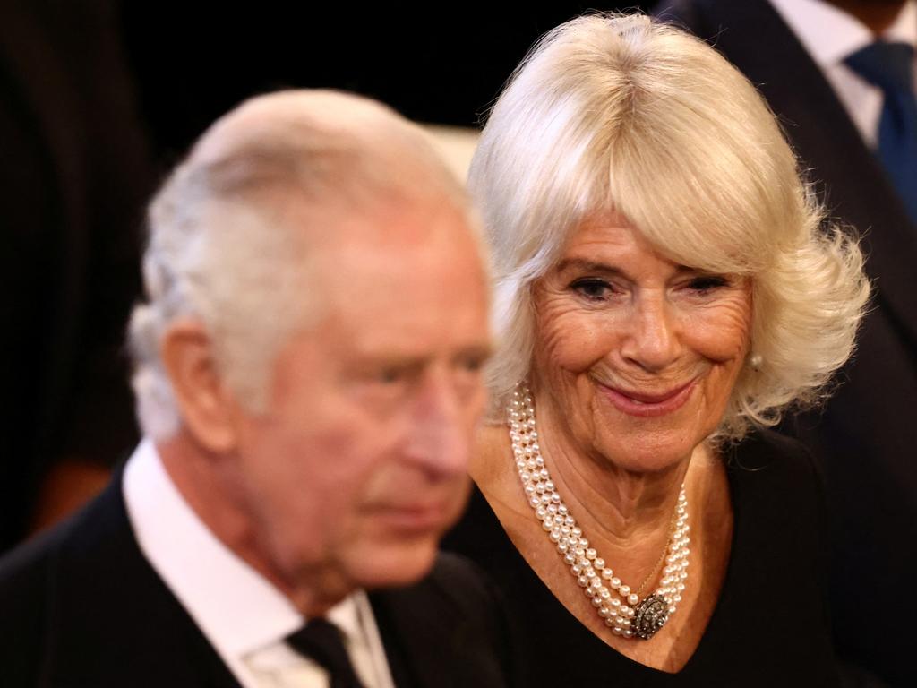 King Charles III and Camilla, Queen Consort, arrive in Westminster Hall. Picture: Henry Nicholls – WPA Pool/Getty Images