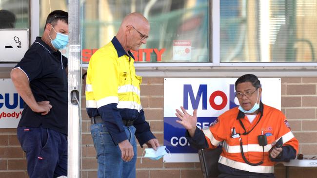 Employees at the Exxon Mobil refinery at Altona. Picture: Andrew Henshaw