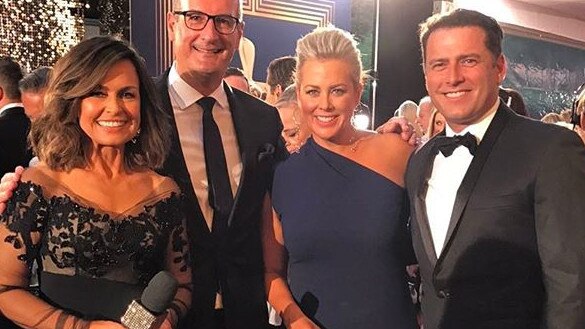 Rival breakfast television hosts pose for a happy snap on the red carpet at the Logies 2017.