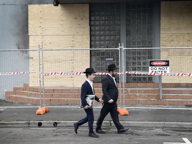 The Adass Israel Synagogue in Ripponlea was firebombed on Friday. Picture: Andrew Henshaw