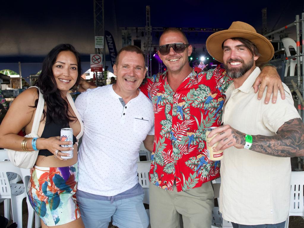 Rabia and Brian Morris, Ray Denauar and Ronnie Coleman of Airlie Beach attending the Airlie Beach Festival of Music on Saturday, November 5, 2022. Picture: Katrina Lezaic