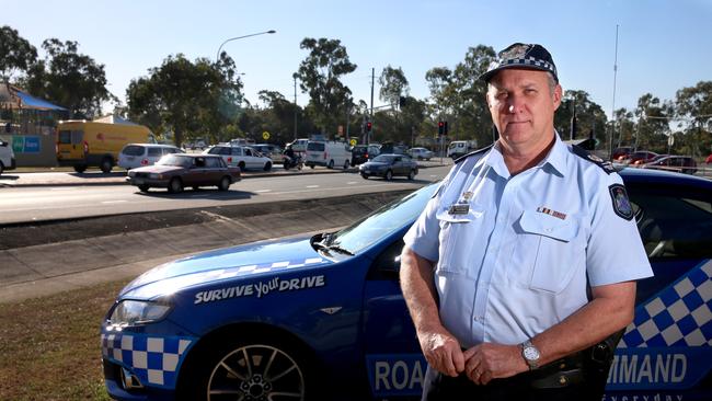 Senior Sgt Garth Peake at the Park Road Lipscombe Street intersection, Deception Bay. Picture: Chris Higgins