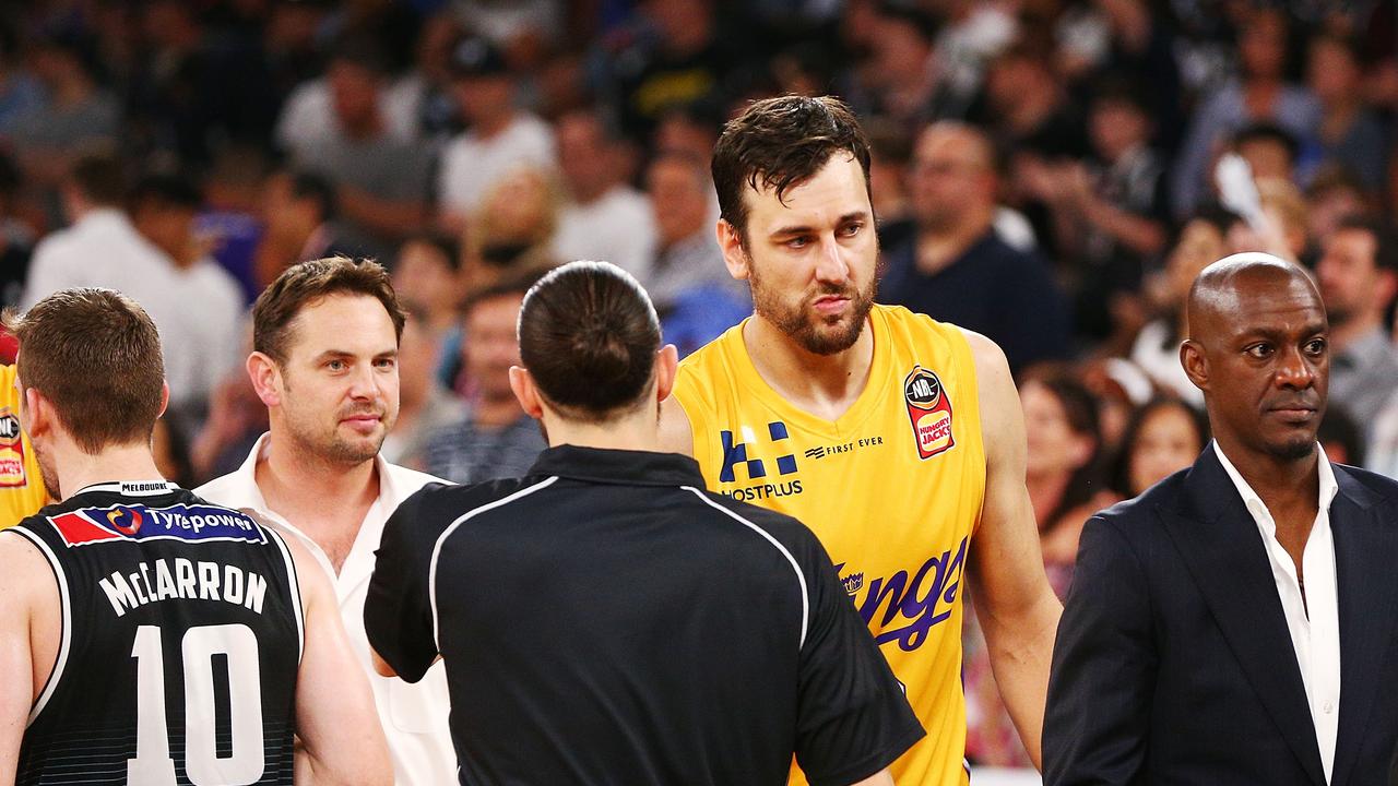 A dejected Andrew Bogut after the clash. Picture: Getty
