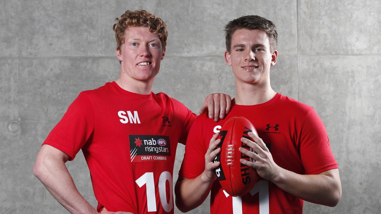 Matt Rowell and Caleb Serong (right) will be drafted with top 10 picks. Photo: Dylan Burns/AFL Photos via Getty Images.