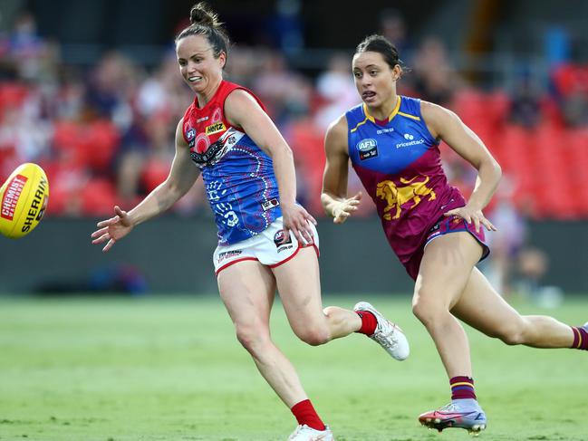 Indy Tahau in action for Brisbane against Melbourne. Picture: Getty Images