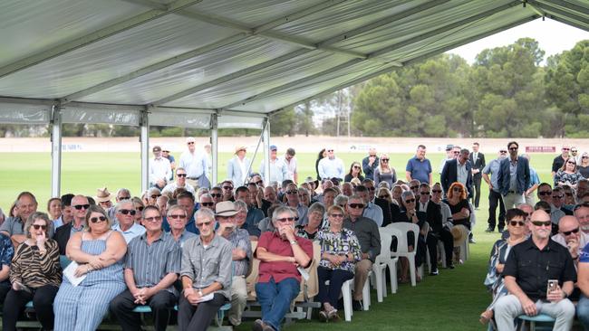 Rows of seating spilt out onto the oval. Picture: The Advertiser/ Morgan Sette