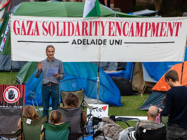 ADELAIDE, AUSTRALIA - NewsWire Photos May 16, 2024: Pro Palestine protest on the Adelaide University North Terrace campus. Picture: NCA NewsWire / Naomi Jellicoe