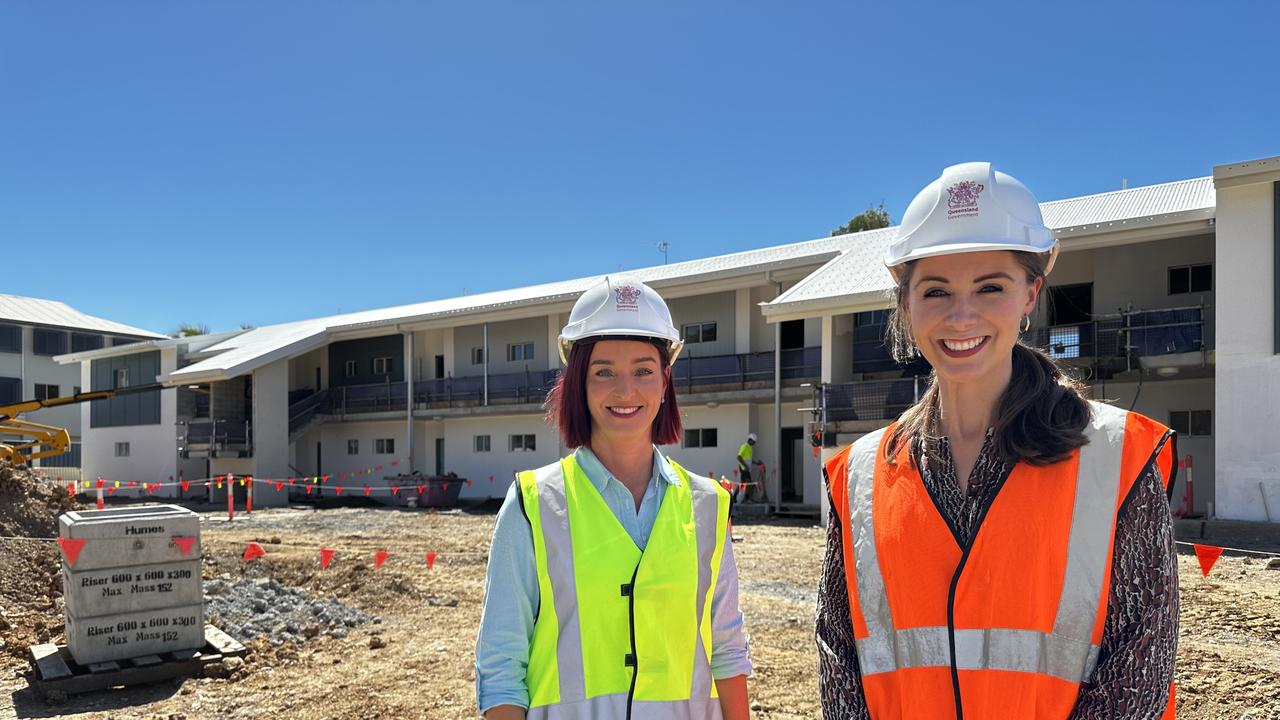 Keppel MP Brittany Lauga and Housing Minister Meaghan Scanlon at the Taranganba social housing units construction site.