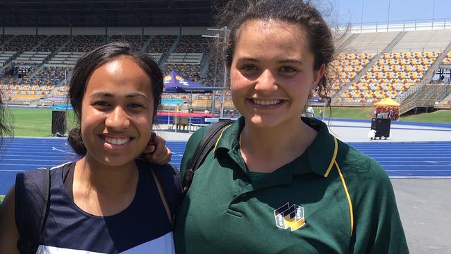 Tenealle Fasala, pictured with champion field athlete Lyvante Su'emai, was also an elite thrower out of the QGSSSA system who once qualified for the national titles.