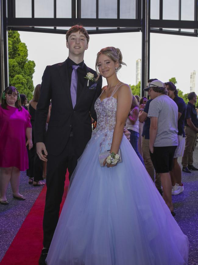 Xavier Krause and Xanthe Hayhoe at the Coomera Anglican College Formal at HOTA. Picture: Marcelo Lang.