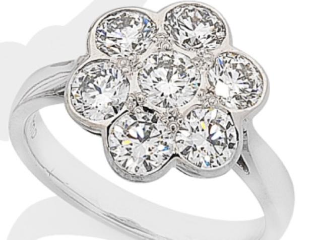 Daisy diamond cluster ring — 7x2.18cts — Stamped Imp — $14,250