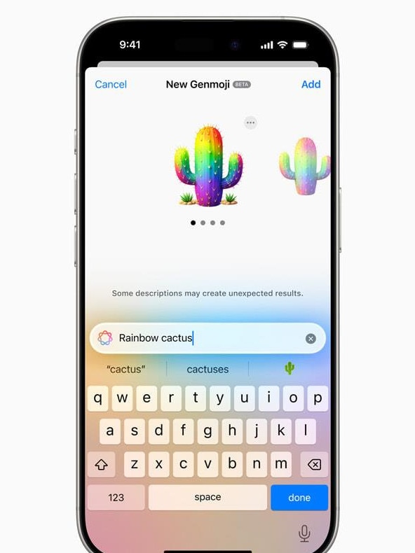 Users can create their own unique emoji with Genmoji, making conversations with family and friends more fun and playful.