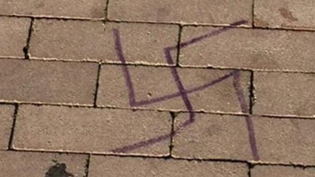 One of the swastikas drawn on the pavement in Bondi. Picture: NSW Police