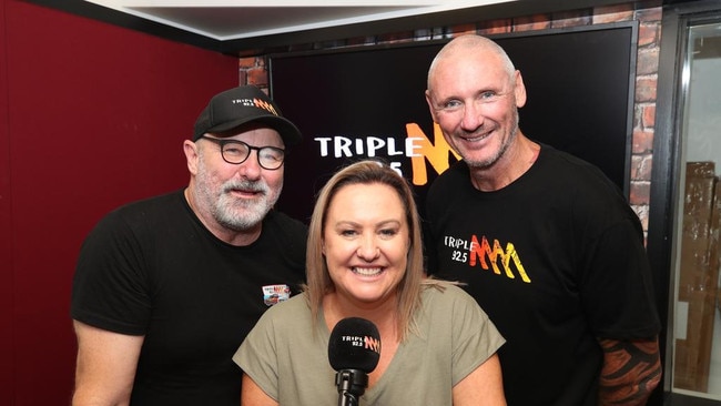 Triple M Gold Coast Breakfast hosts Ali Plath, Flan Flanagan and Peter Spida Everitt. Picture Glenn Hampson