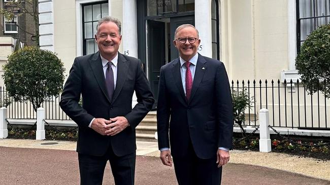 Anthony Albanese has sat down for a wide-ranging interview with Sky News Australia host Piers Morgan ahead of King Charles III’s coronation. Picture: Twitter