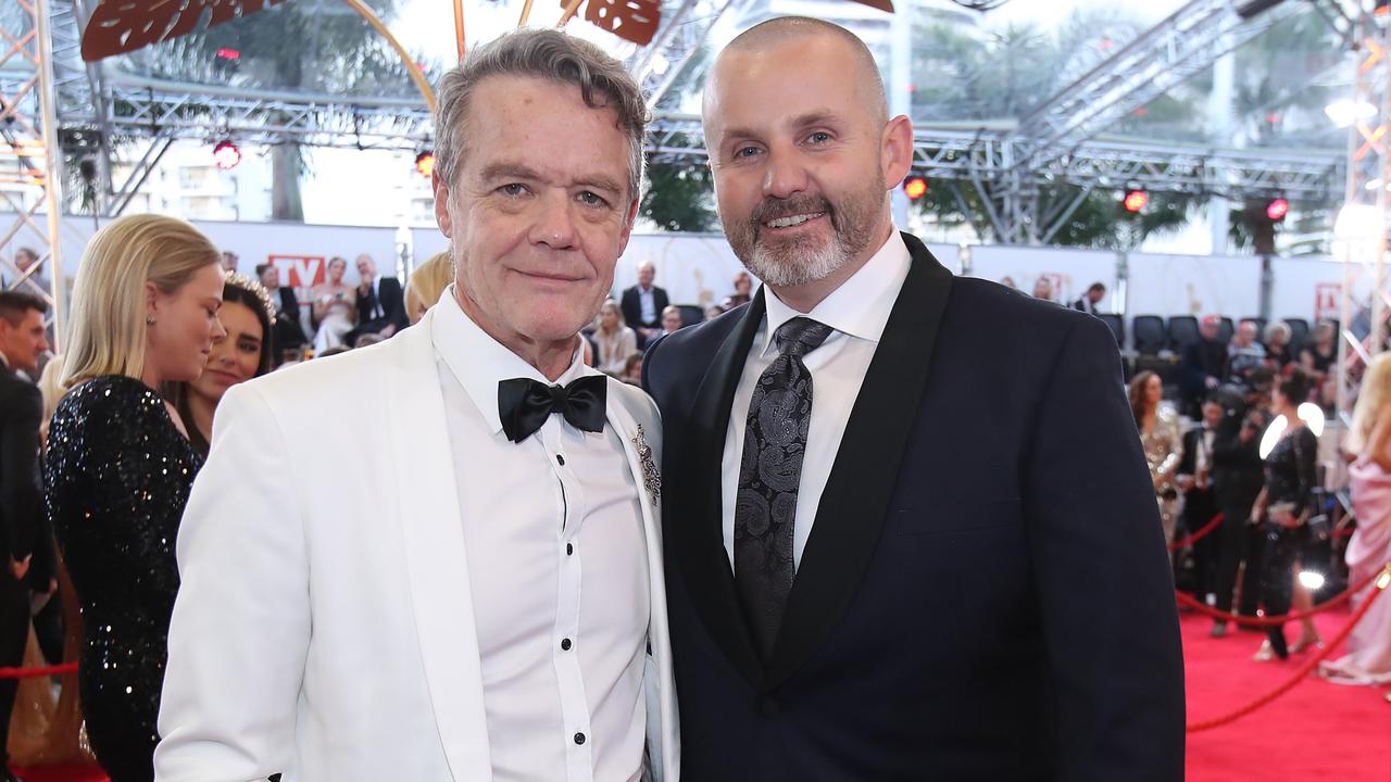 Stefan Dennis, who plays Paul Robinson, and Ryan Moloney on the Logies red carpet. Picture: Getty Images.