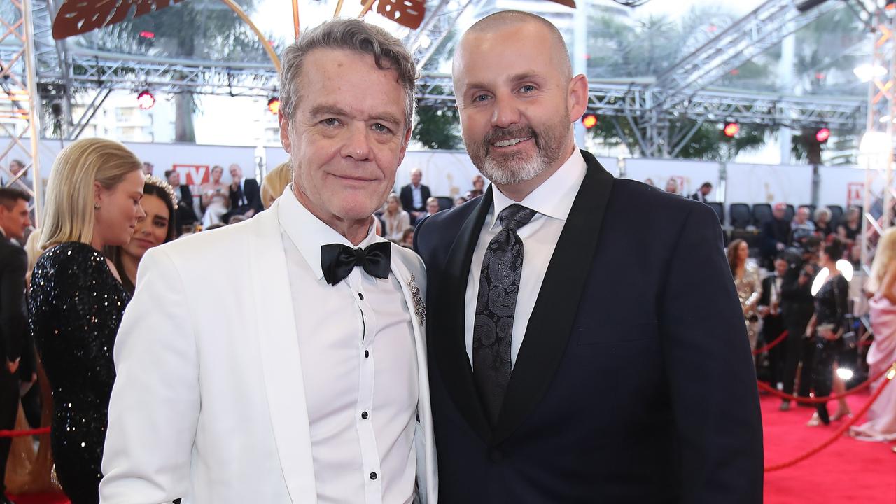 Stefan Dennis, who plays Paul Robinson, and Ryan Moloney on the Logies red carpet. Picture: Getty Images.