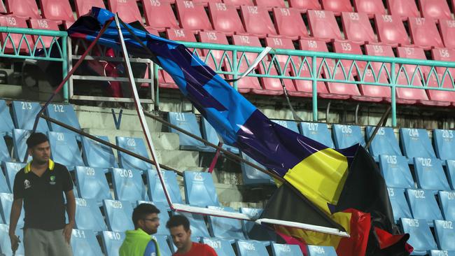 Hoardings and signs came crashing down during the Australia and Sri Lanka World Cup clash.