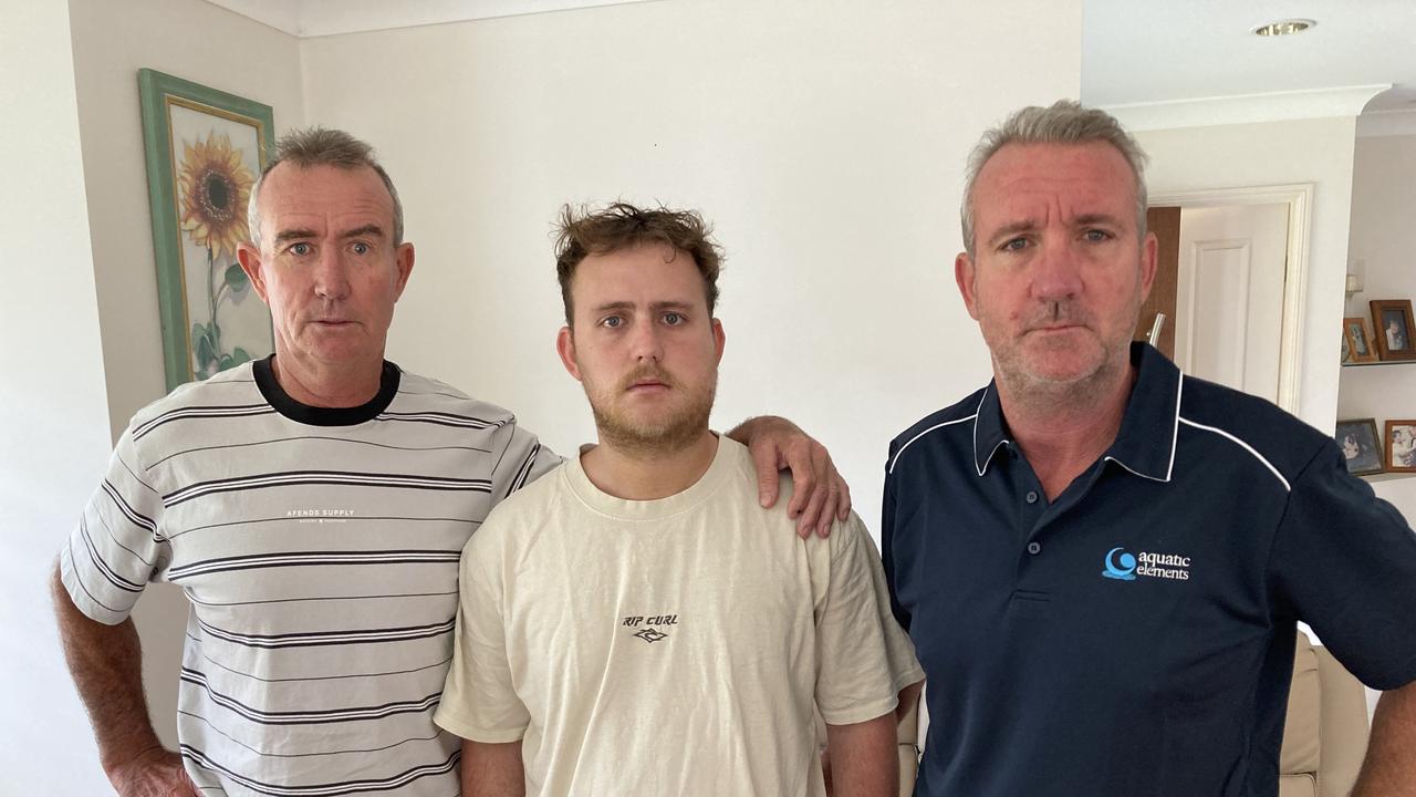 Burleigh bashing victim Ethan Burgess with his uncle Glen (left) and father Anthony.