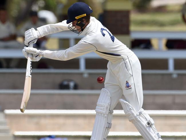 Round 4 of the GPS cricket First XI competition between The Southport School and Toowoomba Grammar. TSS batsman Jack Sinfield. (Photo/Steve Holland)