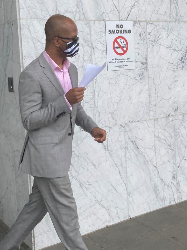 Obiyo Chigozie Nwigwe leaves court before he was remanded in custody last year.