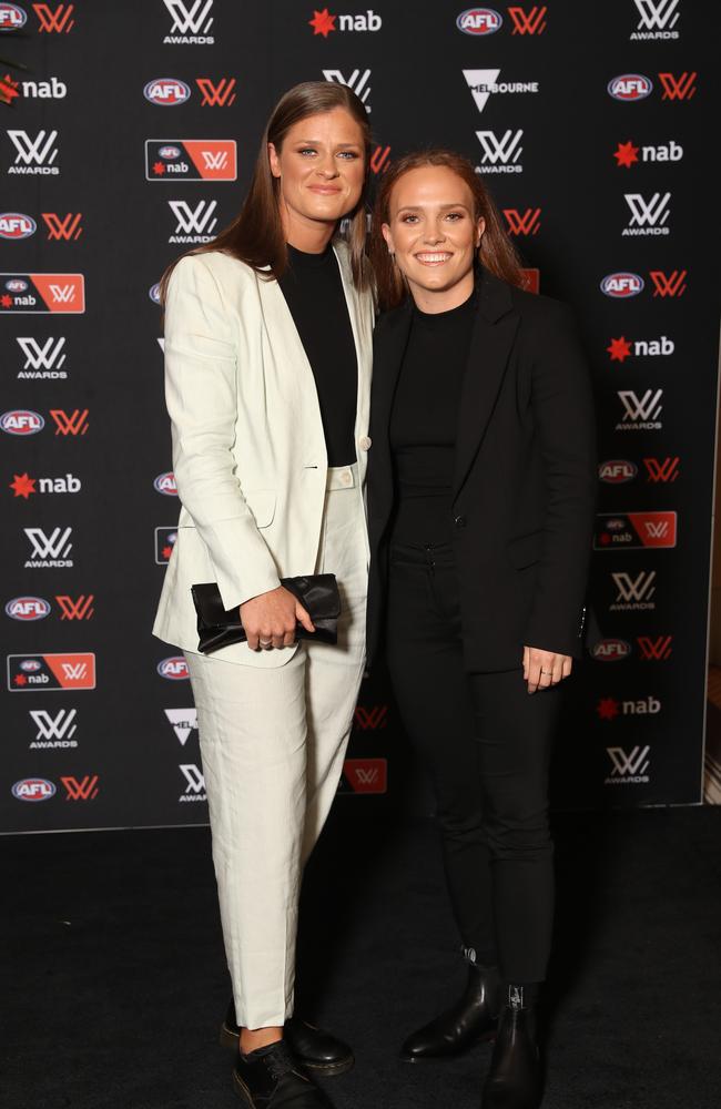 Brianna Davey and partner, St Kilda player Tilly Lucas-Rodd. Picture: Alex Coppel.