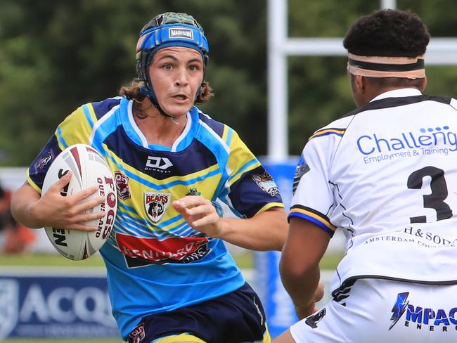 March 06, Pizzy Park Miami, Gold Coast, Queensland – Bailey McConnell (captain) of the Burleigh Bears in action from the Burleigh Bears v Souths Logan Magpies U16 Cyril Connell Challenge. Picture Scott Powick Newscorp