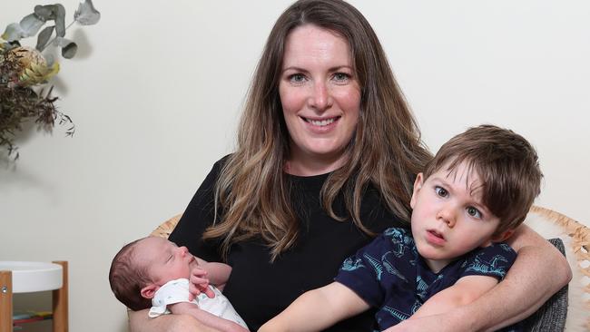 Sarah Taylor hopes Franklin, 3, can use his baby brother’s umbilical cord blood stem cells to help his cerebral palsy. Photo: Brett Costello