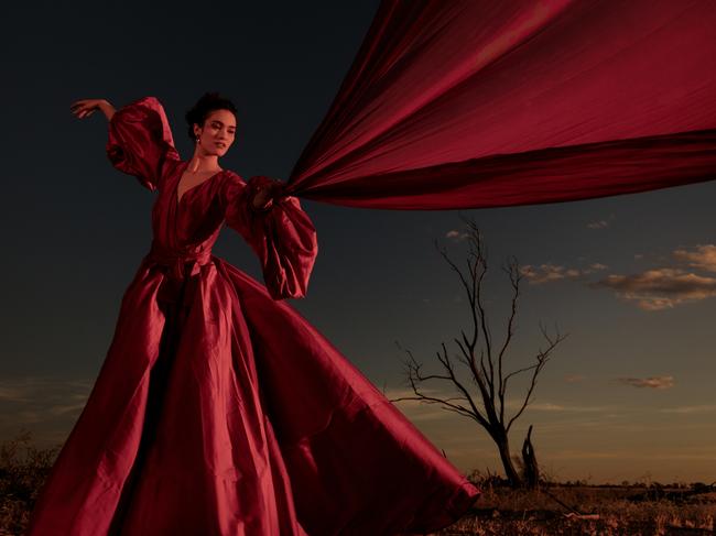 Opera Queensland Young Artist Soprano Nina Korbe on her ancestral lands in Winton. Picture - Glenn Hunt