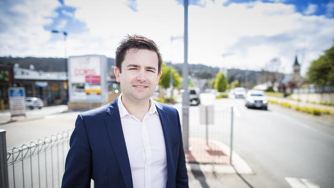 Kingborough Mayor Dean Winter with Kingston Main Rd streetscape in background. Picture: RICHARD JUPE