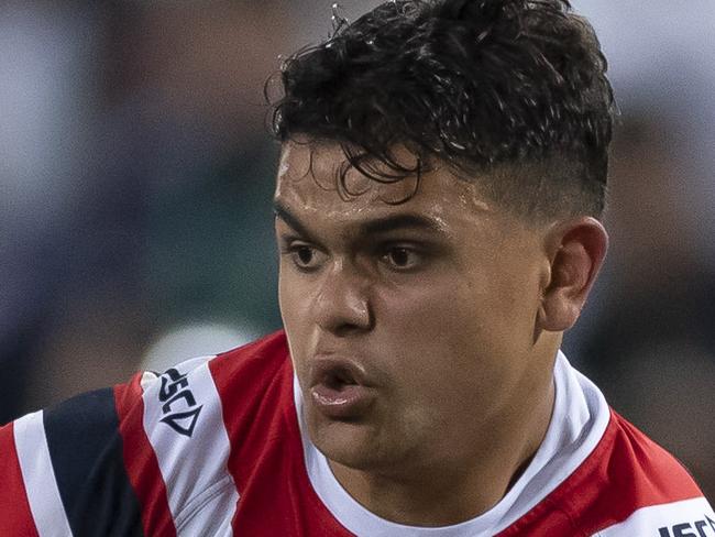 Latrell Mitchell of the Roosters during the 2019 NRL Grand Final between the Canberra Raiders and the Sydney Roosters at ANZ Stadium in Sydney, Sunday, October 6, 2019. (AAP Image/Craig Golding) NO ARCHIVING, EDITORIAL USE ONLY