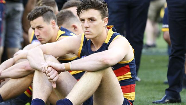 Jake Lever’s last game for Adelaide was the Grand Final loss. Picture: Sarah Reed