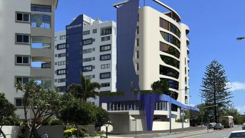 An artist’s impression of the 10-storey apartment complex proposed for 123 Mooloolaba Esplanade.