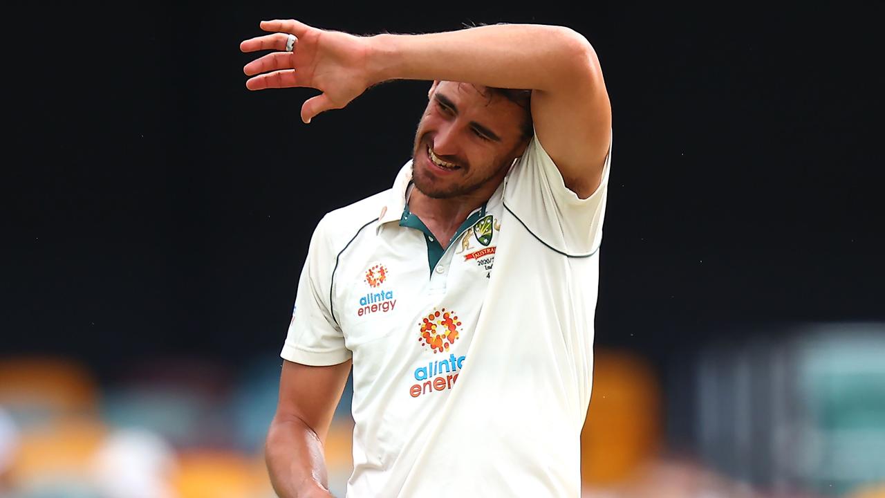 Mitchell Starc is a lock for selection in the 11 to face England at the Gabba, but hasn’t played a game of red-ball cricket since April. Picture: Patrick Hamilton / AFP