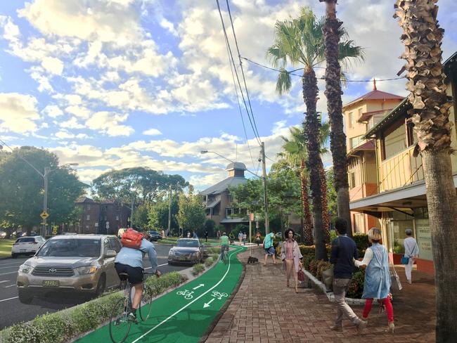 Artist’s impression fo the separated cycleway and footpath on General Bridges Crescent, Kingsford.