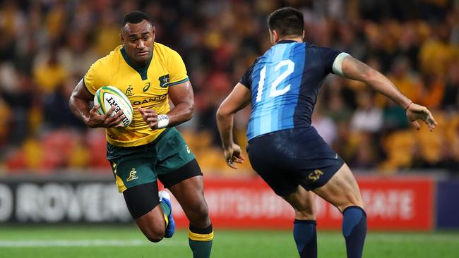 Tevita Kuridrani charges into the Argentina defence two weeks ago in Brisbane.