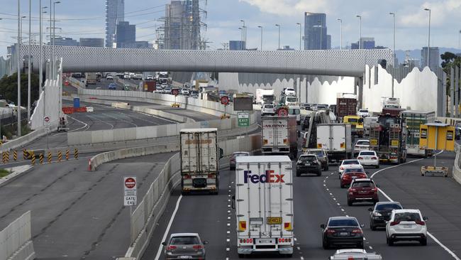 The West Gate Freeway and Tunnel construction works near Grieve Parade. Picture: Andrew Henshaw