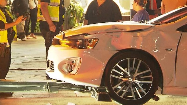 The damaged Lancer. Picture: 7 News