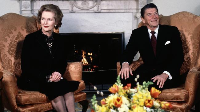 Former US President Ronald Reagan with Margaret Thatcher, 1981. Picture: Getty