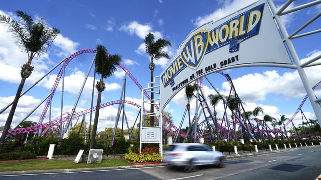 The entrance to Warner Brothers Movie World in Oxenford. The vacancy rate in the northern Gold Coast suburb has dropped to just 0.1%. (AAP Image/Dave Hunt)