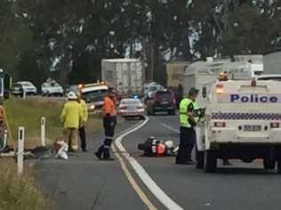 Emergency crews are attending a serious accident at the Lobwein Rd intersection on the Bruce Hwy. . Picture: Tom Daunt